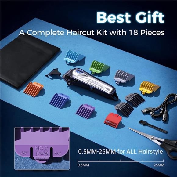 Hair Clippers for Men,5 Hours Cordless Hair Cutting Kit with 10Combs,LED Display - Picture 5 of 6